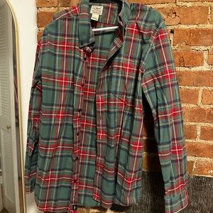 Men’s L.L Bean green and red plaid shirt